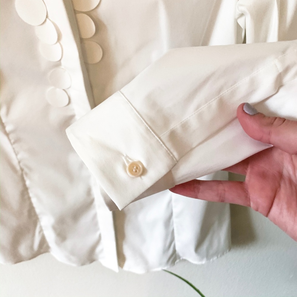 NWT AKRIS PUNTO White Embellish Button Down Blouse - Picture 4 of 5